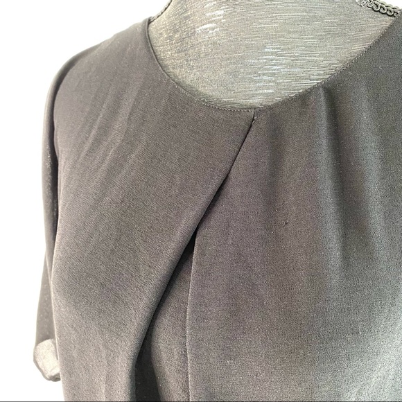 Calvin Klein Semi Sheer Pleated Front Cold Shoulder Top - Picture 4 of 11